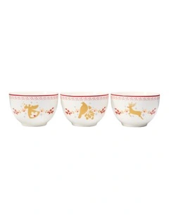 White Christmas 2026 Bowl 10.5x6cm Set of 3 Gift Boxed