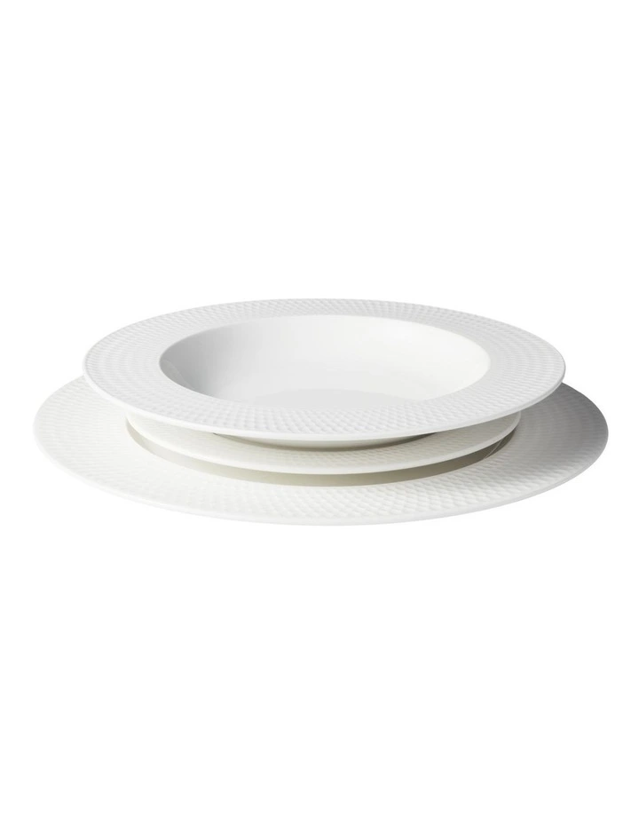 White Basics Diamonds Rim 12pc Dinner Set Gift Boxed image 2