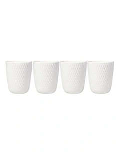 White Basics Diamonds Latte Cup 220ML Set of 4 Gift Boxed