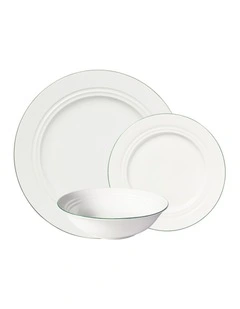 White Basics Edge Rim 12pc Dinner Set Gift Boxed