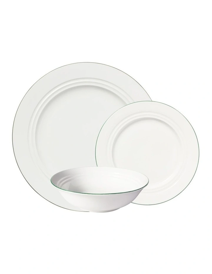 White Basics Edge Rim 12pc Dinner Set Gift Boxed image 1