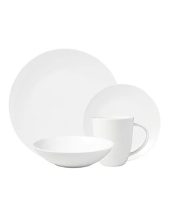 Cashmere Resort Coupe Dinner Set 16 Piece in White