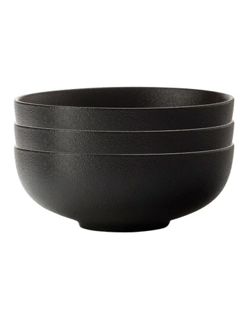 Caviar Coupe Bowl 19cm Set of 3 in Black