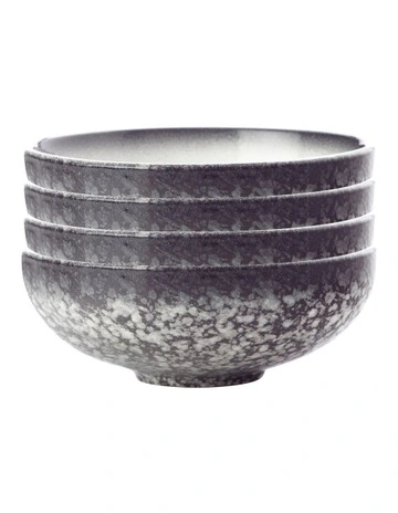 Caviar Granite Coupe Bowl 15.5x6cm Set of 4 in Black/White