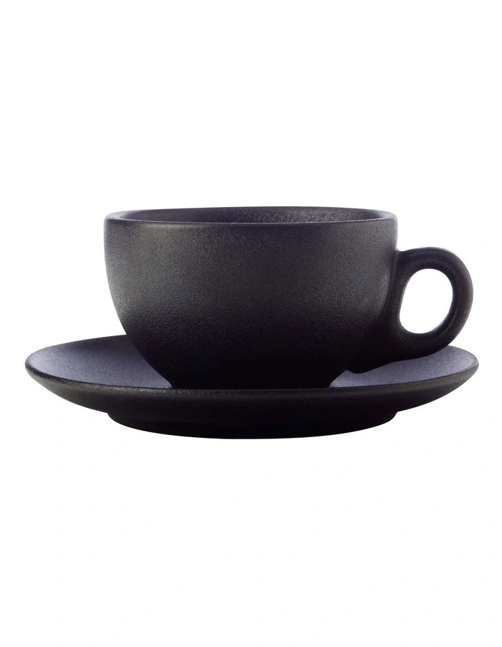 Caviar Coupe Cup And Saucer 250ml Set of 4 in Black image 2