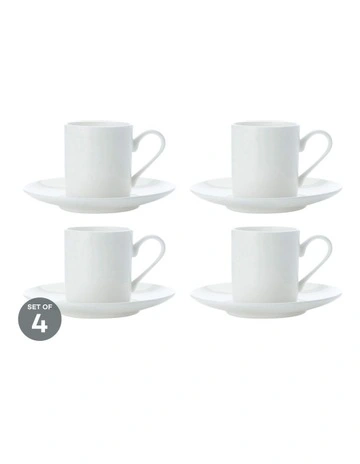 Cashmere Straight Demi Cup 100ml And Saucer Set of 4 in White