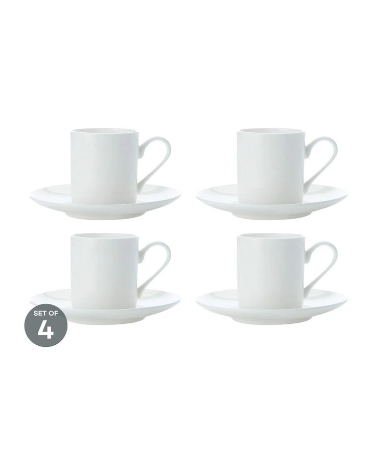 Cashmere Straight Demi Cup 100ml And Saucer Set of 4 in White image 2