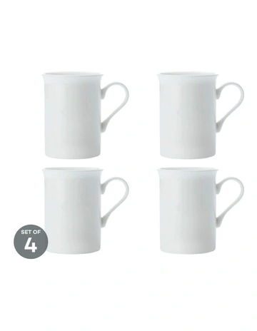 Cashmere Cylindrical Mug 340ml Set of 4 in White