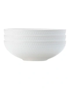 Diamonds Coupe Bowl 18.5cm Set of 3 in White