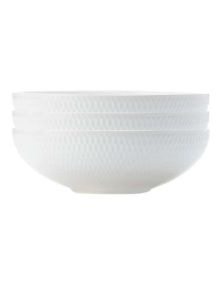 Diamonds Coupe Bowl 18.5cm Set of 3 in White image 1