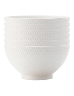 Diamonds Rice Bowl 12.5cm Set of 6 in White