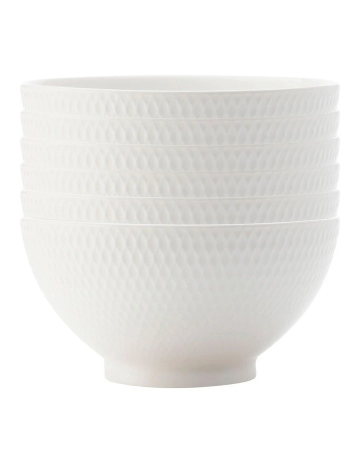 Diamonds Rice Bowl 12.5cm Set of 6 in White image 1