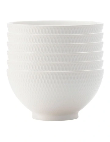 Diamonds Rice Bowl 15cm Set of 6 in White