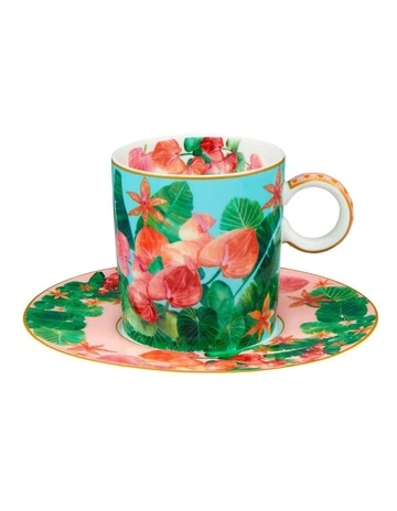 Teas & C's Tropicana Demi Cup & Saucer 100ml Set of 2 Gift Boxed in Blue