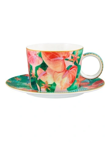Teas & C's Tropicana Cup & Saucer 250ml Gift Boxed in Pink