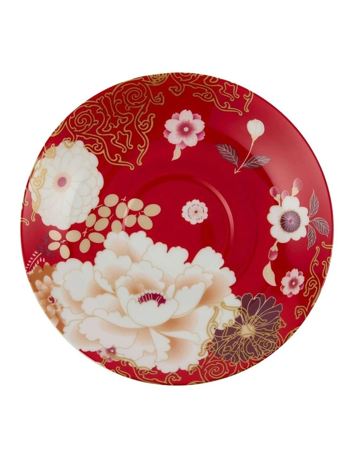 Kimono Breakfast Cup & Saucer 480ml in Red image 2