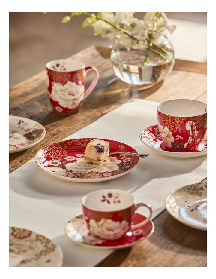 Kimono Breakfast Cup & Saucer 480ml in Red image 3