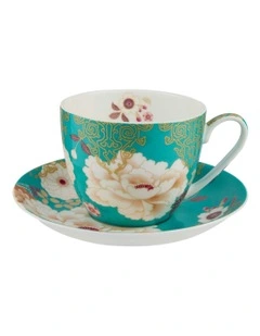 Kimono Breakfast Cup And Saucer 480ml in Teal