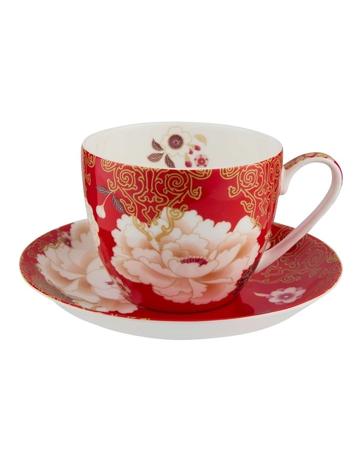 Kimono Cup and Saucer 250ml in Red image 1