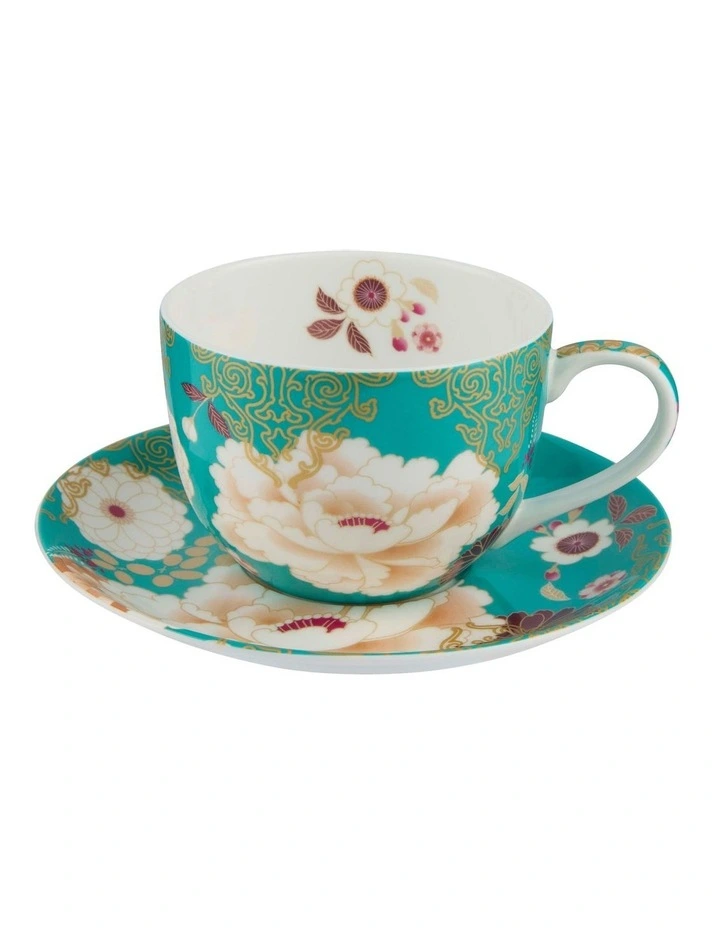 Kimono Cup & Saucer 250ml in Teal image 1