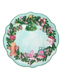 Tis The Season Scallop Rim Plate 20cm Gift Boxed in Green