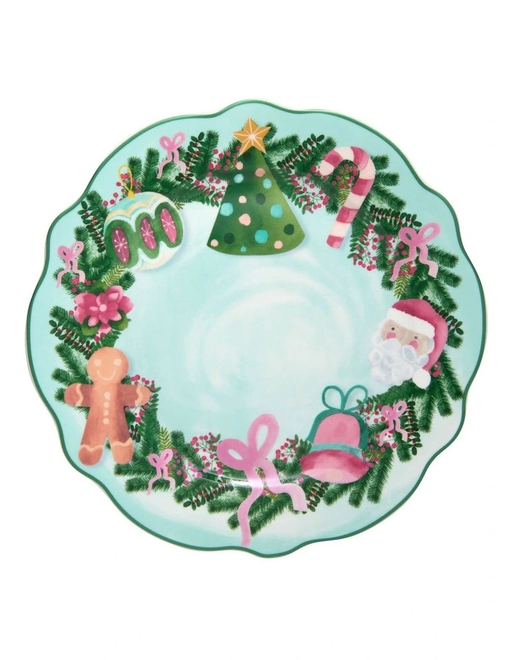 Tis The Season Scallop Rim Plate 20cm Gift Boxed in Green image 1