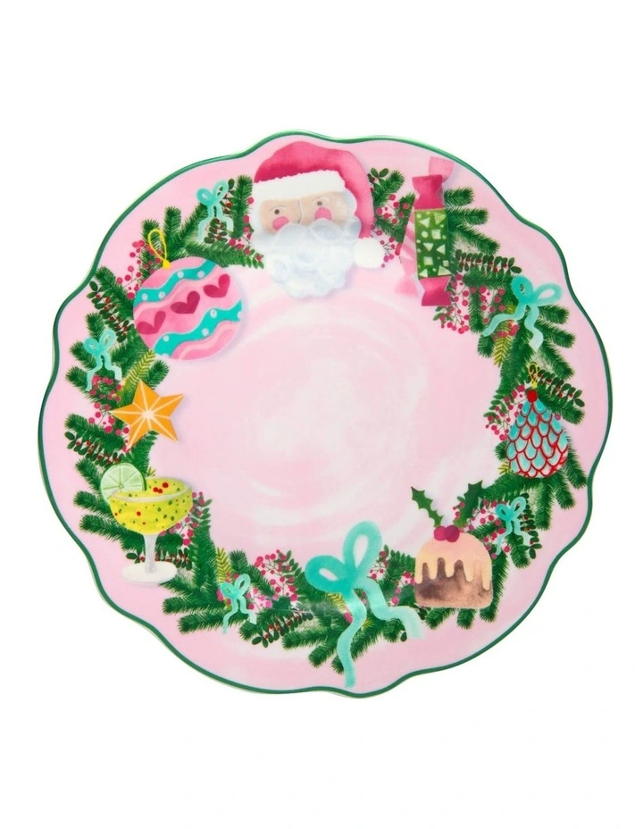 Tis The Season Scallop Rim Plate 20cm Gift Boxed in Pink image 1
