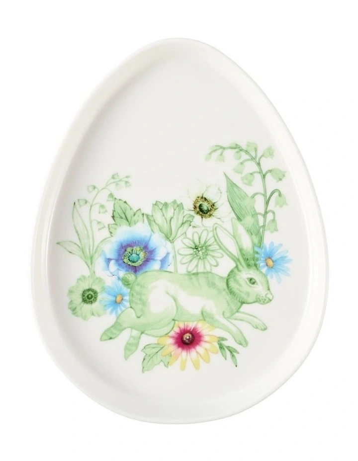 Clover and Cotton Tail Egg Dish 18x23cm Gift Boxed in Multi image 1
