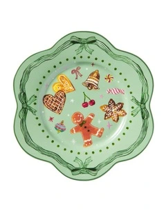 Maxwell & Williams Fa la la Scallop Rim Plate 21.5cm Green Gift Boxed