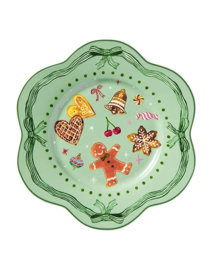 Maxwell & Williams Fa la la Scallop Rim Plate 21.5cm Green Gift Boxed image 1