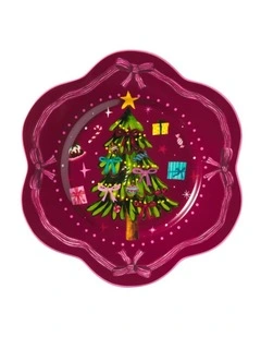 Maxwell & Williams Fa la la Scallop Rim Plate 21.5cm Burgundy Gift Boxed