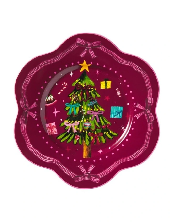 Maxwell & Williams Fa la la Scallop Rim Plate 21.5cm Burgundy Gift Boxed image 1