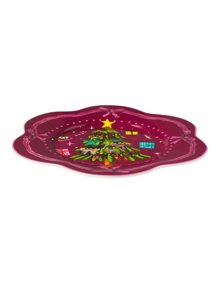 Maxwell & Williams Fa la la Scallop Rim Plate 21.5cm Burgundy Gift Boxed image 2
