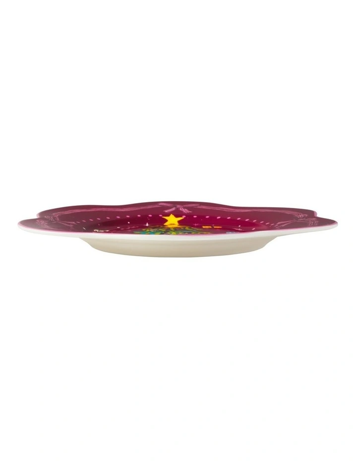 Maxwell & Williams Fa la la Scallop Rim Plate 21.5cm Burgundy Gift Boxed image 3