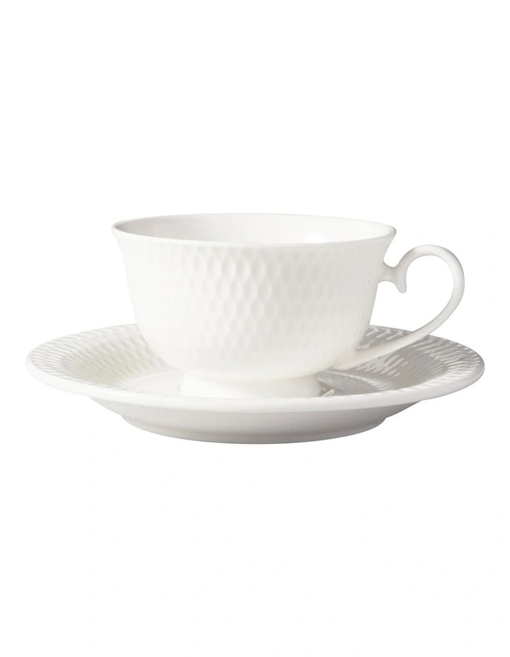 White Basics Diamonds Footed Demi Cup & Saucer 90ML image 1