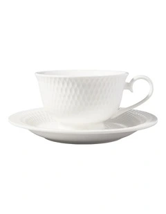 White Basics Diamonds Footed Cup & Saucer 260ML