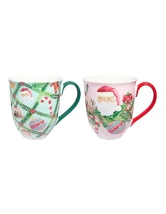 Tis The Season Assorted Mug Set of 2 350ml Gift Boxed in Multi