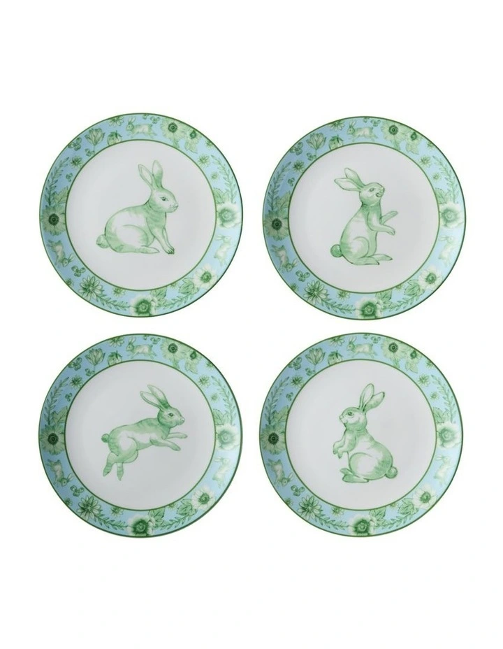 Clover and Cotton Tail Set of 4 Plates 20cm Gift Boxed in Assorted image 1