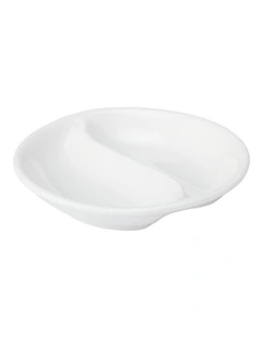 White Basics Round Divide Sauce Dish 10cm in White