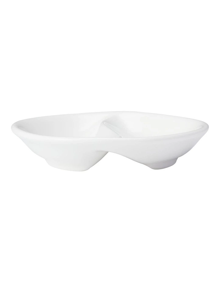 White Basics Round Divide Sauce Dish 10cm in White image 2
