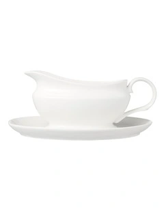 White Basics Gravy Boat And Saucer 550ml Gift Boxed in White