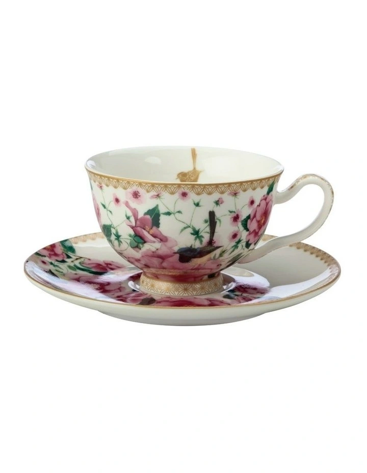 Teas & C's Silk Road Footed Cup & Saucer 200ml Gift Boxed in White image 1