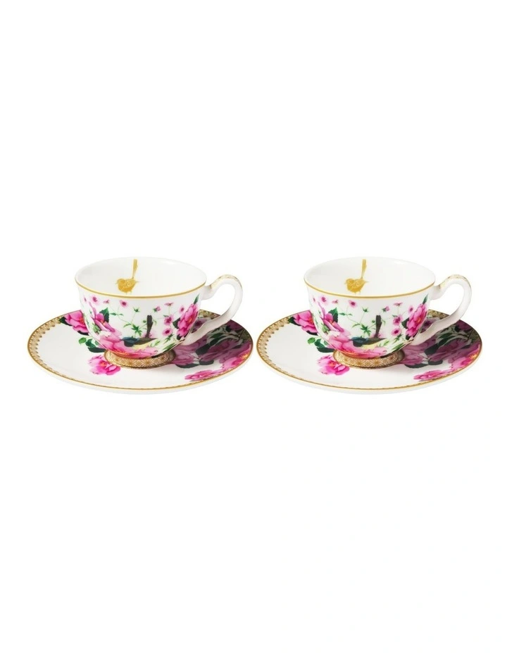 Teas & C's Silk Road Demi Cup & Saucer 85ml Set of 2 Gift Boxed in White image 1
