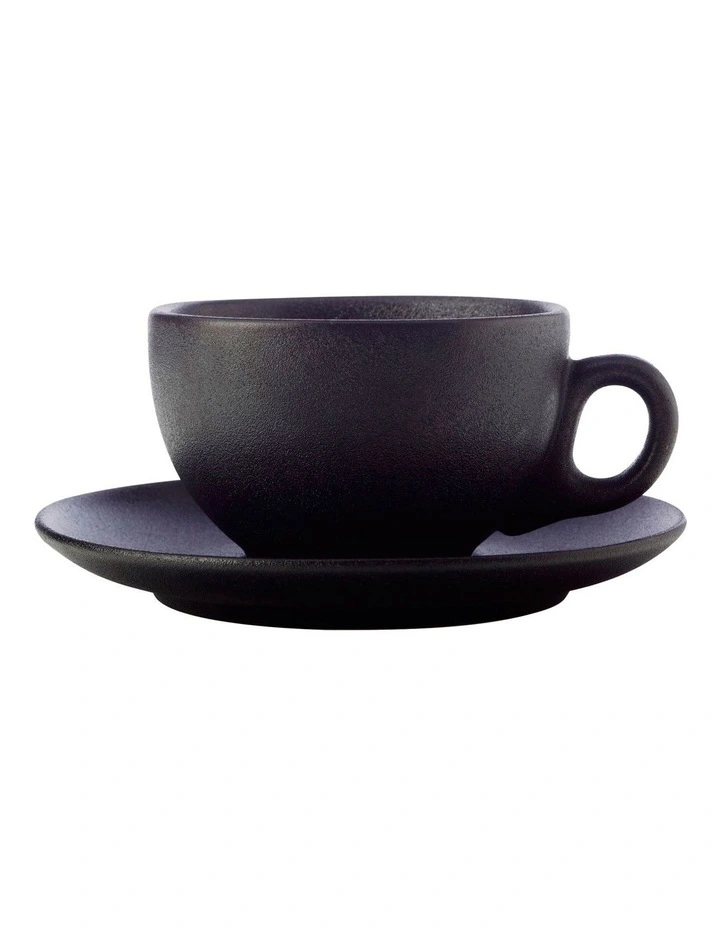 Caviar Coupe Cup & Saucer 250ml in Black image 1