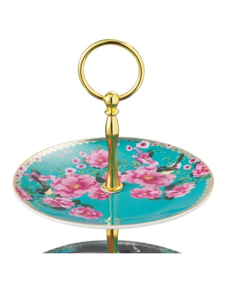 Teas & C's Silk Road 2-Tier Cake Stand Gift Boxed in Aqua image 2