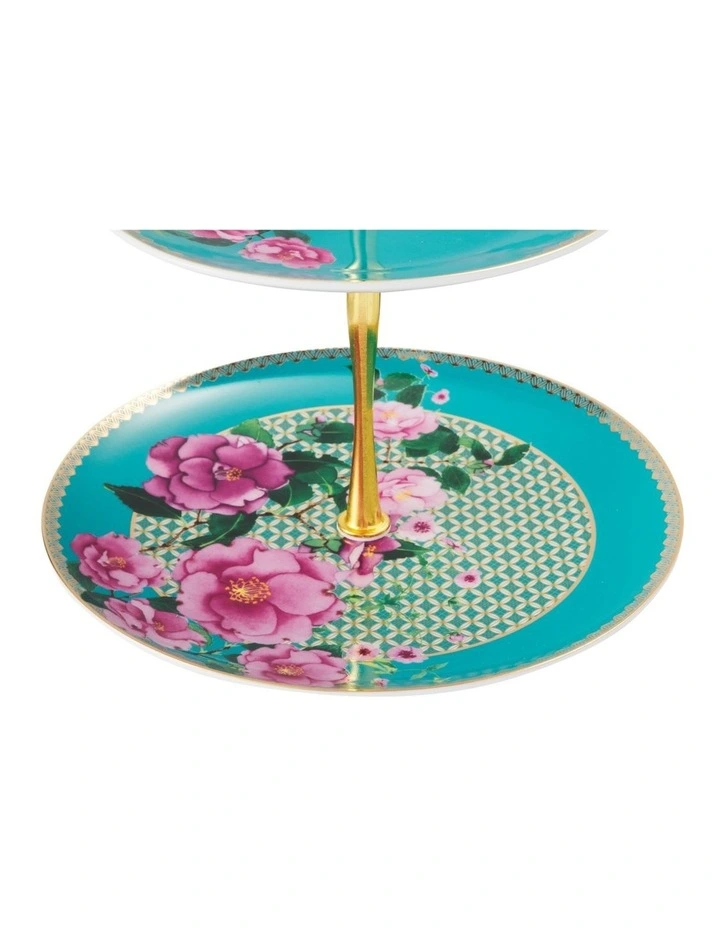 Teas & C's Silk Road 2-Tier Cake Stand Gift Boxed in Aqua image 3