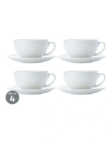 White Basics Cappuccino Cup & Saucer 320ml Set of 4 in White