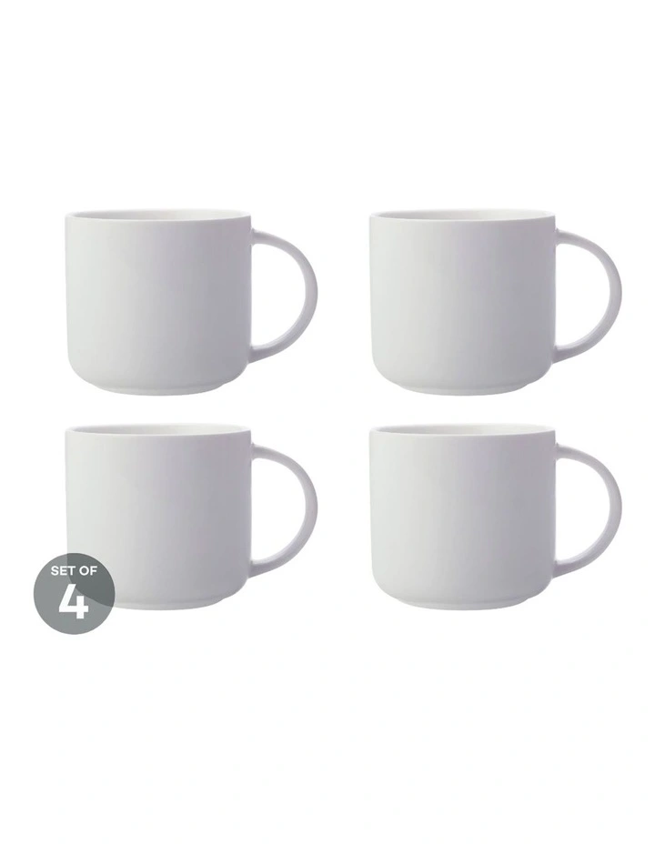 White Basics Mug 440ml Set of 4 in White image 4