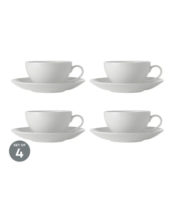White Basics Coupe Cup & Saucer 200ml Set of 4 image 1