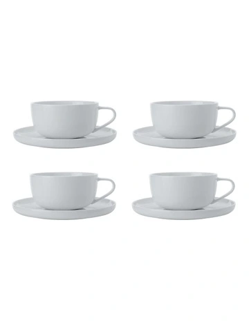 Cashmere High Rim Cup & Saucer 300ml Set of 4 in White